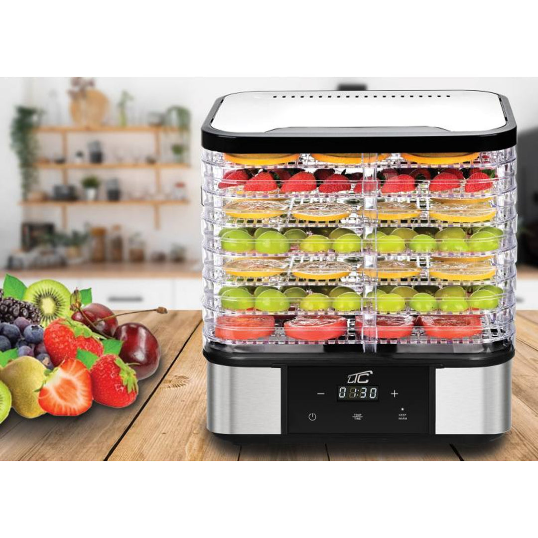 LTC-droger voor paddenstoelen, groenten, fruit en vlees, van metaal, 7 laden, met display, aanraakscherm, vermogen 380 W, functie voor het op peil houden van de temperatuur, LXSR004