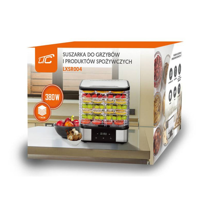LTC-droger voor paddenstoelen, groenten, fruit en vlees, van metaal, 7 laden, met display, aanraakscherm, vermogen 380 W, functie voor het op peil houden van de temperatuur, LXSR004