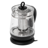 Glazen waterkoker van 1,5 l met thee-ei en temperatuurregeling, 2200 W, LED, 60–100 °C, Adler AD 1299, zwart