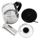 Glazen waterkoker van 1,5 l met thee-ei en temperatuurregeling, 2200 W, LED, 60–100 °C, Adler AD 1299, zwart