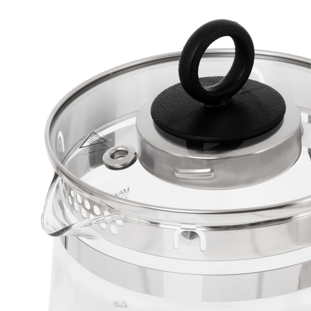 Glazen waterkoker van 1,5 l met thee-ei en temperatuurregeling, 2200 W, LED, 60–100 °C, Adler AD 1299, zwart