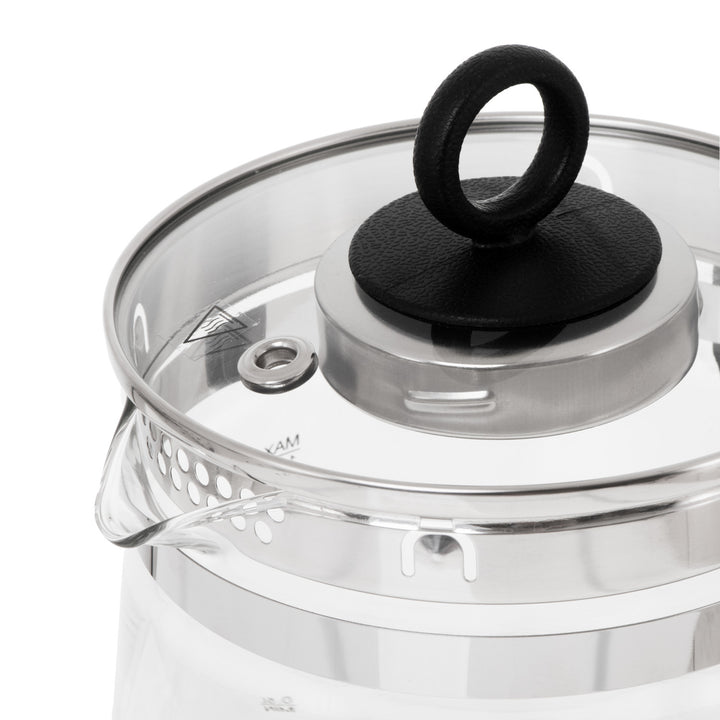 Glazen waterkoker van 1,5 l met thee-ei en temperatuurregeling, 2200 W, LED, 60–100 °C, Adler AD 1299, zwart