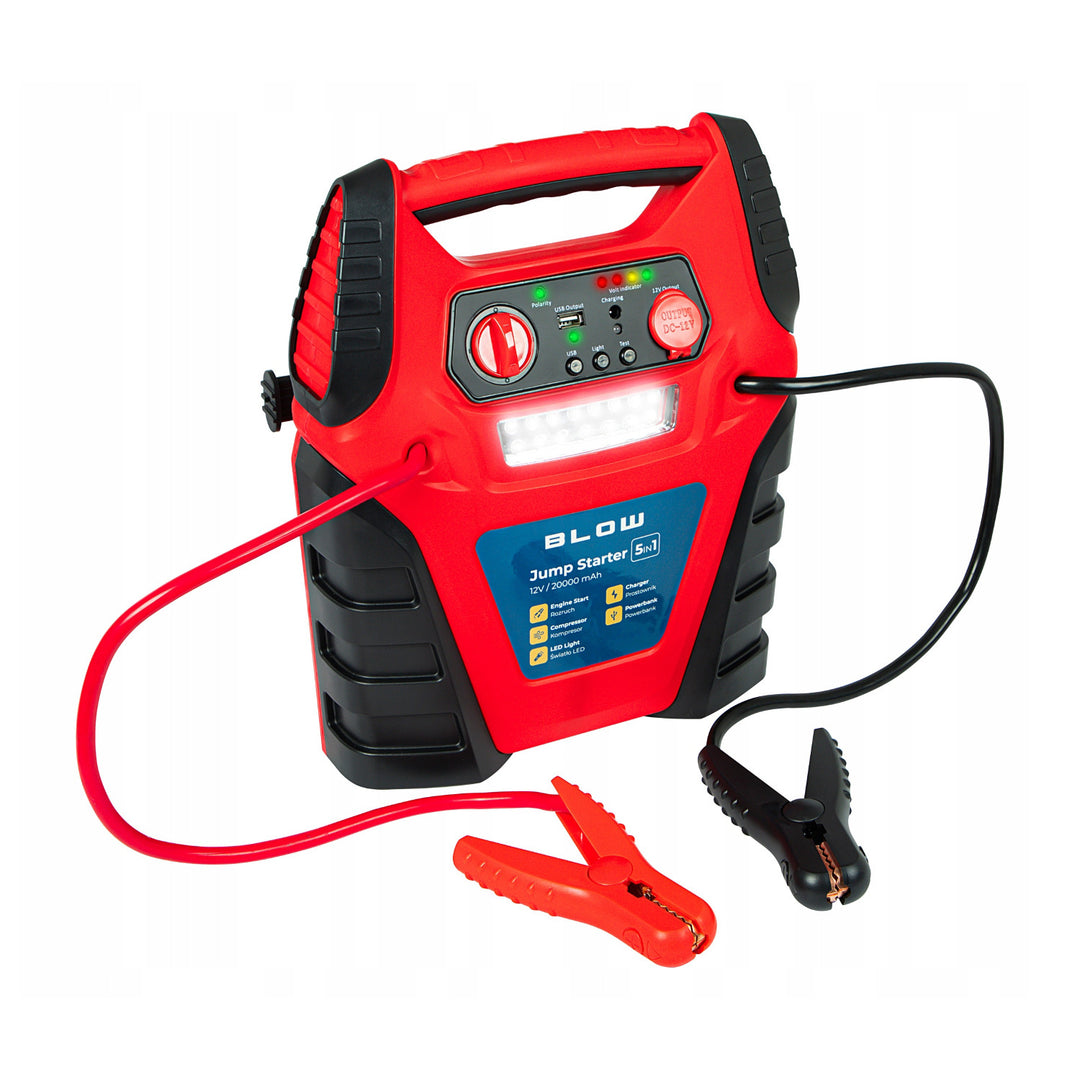 Jump Starter 5-in-1 Blow, met compressor-, acculader- en powerbankfunctie, 12V-accu van 20.000 mAh, stroom: startstroom 400 A, piekstroom 900 A, voorzien van een overbelastingsbeveiliging, 81-210#
