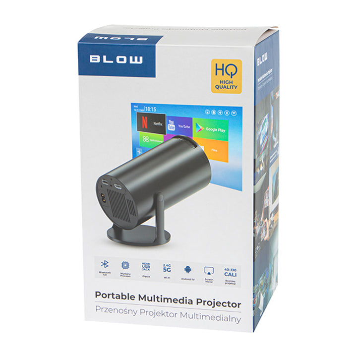 Blow draagbare projector, Android TV, ingebouwde luidspreker van 3 W, resolutie van 720p en 4K-decodering, scherp en levendig beeld, 79-705#