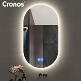 Cronos verwarmde spiegel, ovaal 50 x 80 cm, LED in drie kleuren, beschermingsklasse IP44, anticondenssysteem