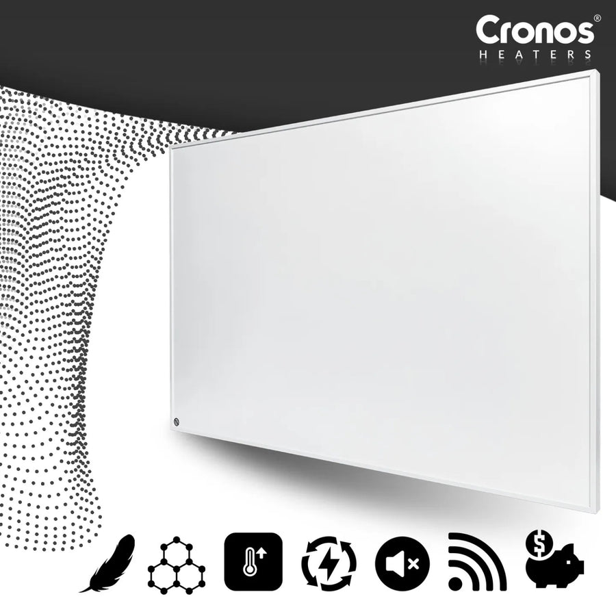 Cronos Graphene infraroodverwarmingspaneel, vermogen 580 W, kleur wit, verwarmt een ruimte tot 16 m², afstandsbediening, PRO CGP-580TWP