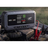 LTC-startbooster, 12.000 mAh, met compressor, zaklamp en powerbank, LCD-display, vermogen 65 W, inclusief kabels en opberghoes, LXJS120