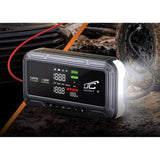 LTC-startbooster, 12.000 mAh, met compressor, zaklamp en powerbank, LCD-display, vermogen 65 W, inclusief kabels en opberghoes, LXJS120