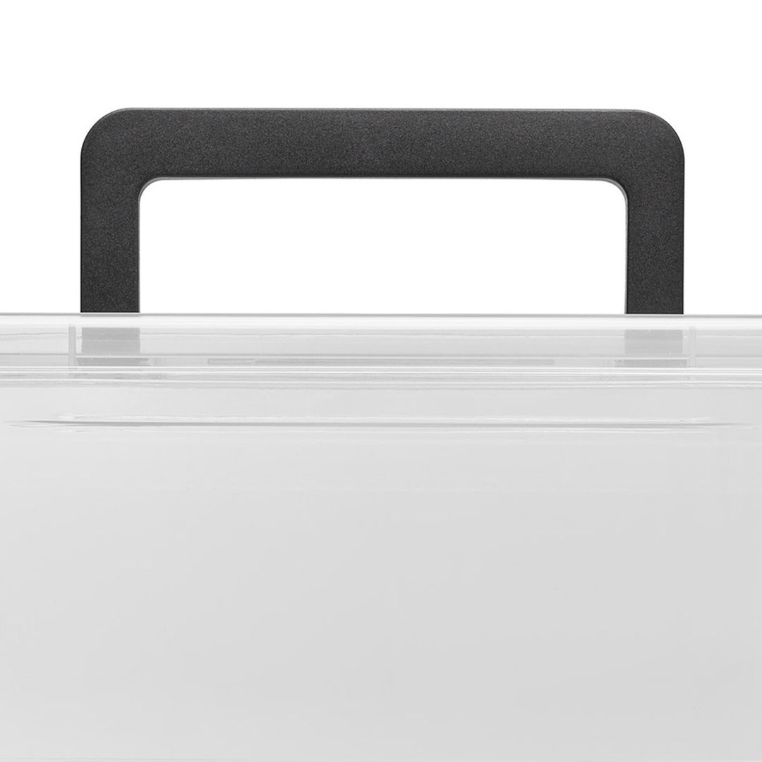 Moxom SimpleStore-bak, inhoud 60 l, doorzichtig, deksel met kliksluiting, voorzien van wieltjes, BPA-vrij, 04-0081
