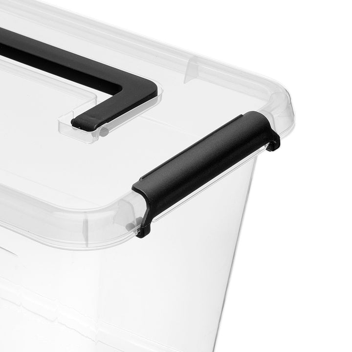 Moxom SimpleStore-bak, inhoud 60 l, doorzichtig, deksel met kliksluiting, voorzien van wieltjes, BPA-vrij, 04-0081