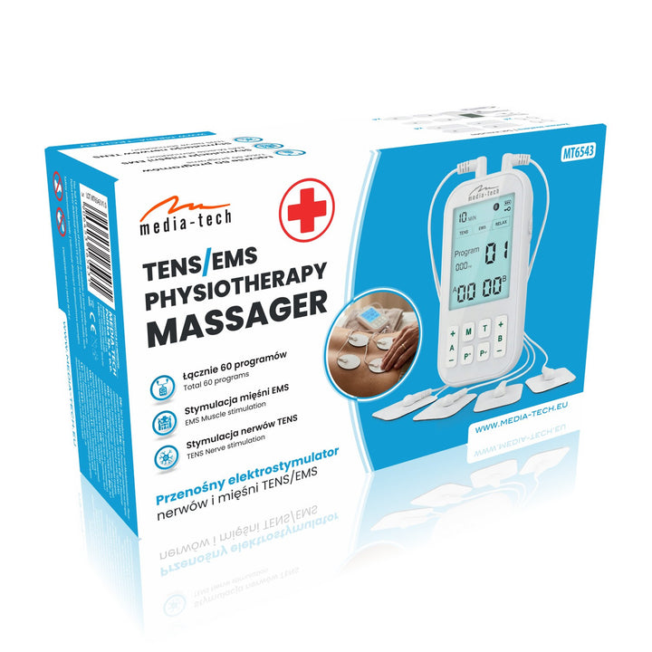 Massageapparaat en elektrostimulator voor spieren, TENS/EMS, 3-in-1-stimulatie, Mediatech, MT6543
