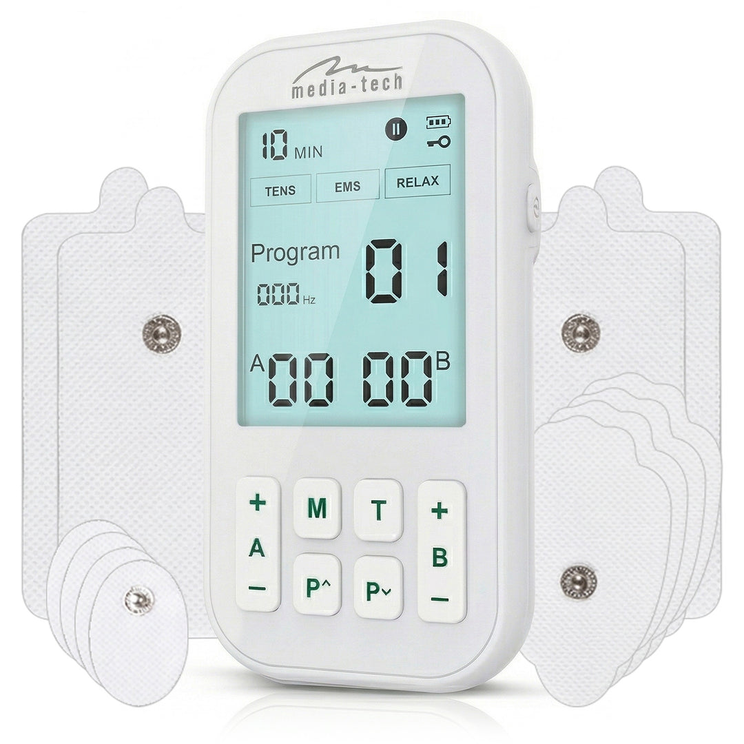 Massageapparaat en elektrostimulator voor spieren, TENS/EMS, 3-in-1-stimulatie, Mediatech, MT6543