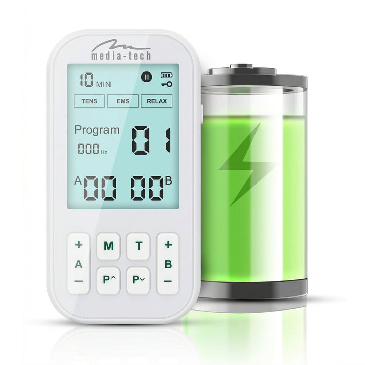 Massageapparaat en elektrostimulator voor spieren, TENS/EMS, 3-in-1-stimulatie, Mediatech, MT6543