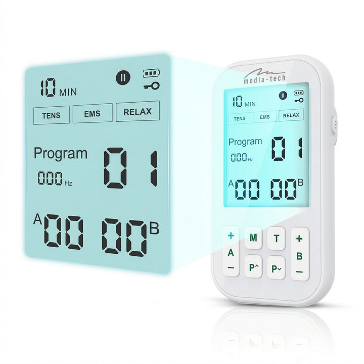 Massageapparaat en elektrostimulator voor spieren, TENS/EMS, 3-in-1-stimulatie, Mediatech, MT6543