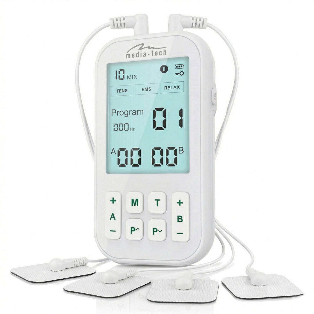 Massageapparaat en elektrostimulator voor spieren, TENS/EMS, 3-in-1-stimulatie, Mediatech, MT6543