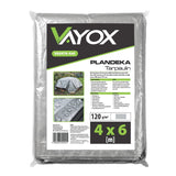 Zilverkleurig zeildoek 120 g 4 x 6 m VA0476, waterdicht, Vayox