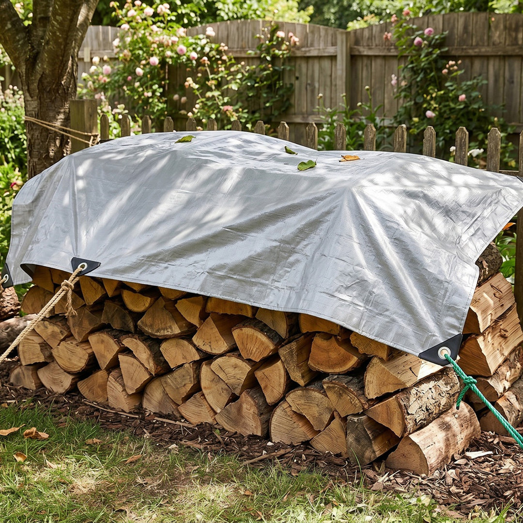 Zilverkleurig zeildoek 120 g 4 x 6 m VA0476, waterdicht, Vayox