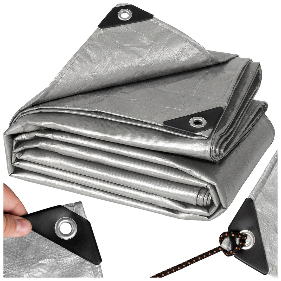 Zilverkleurig zeildoek 120 g 4 x 6 m VA0476, waterdicht, Vayox