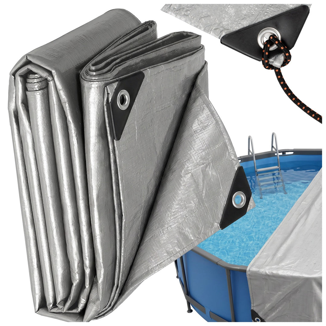 Zilverkleurig zeildoek 120 g 4 x 6 m VA0476, waterdicht, Vayox