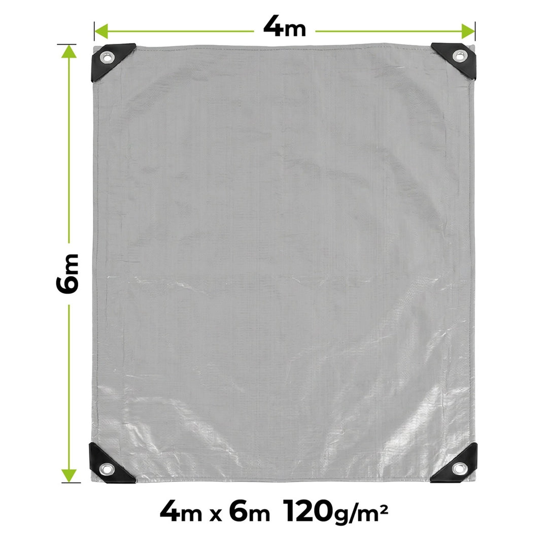 Zilverkleurig zeildoek 120 g 4 x 6 m VA0476, waterdicht, Vayox