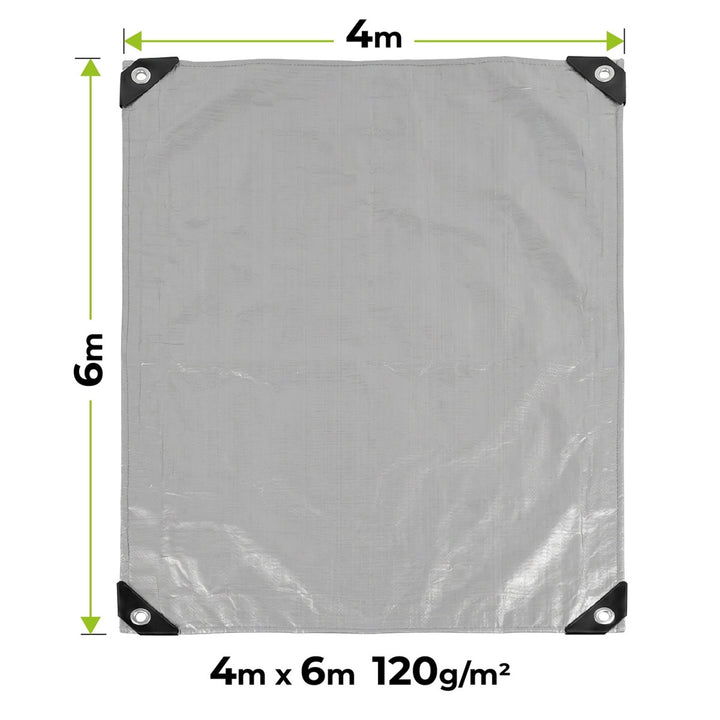 Zilverkleurig zeildoek 120 g 4 x 6 m VA0476, waterdicht, Vayox