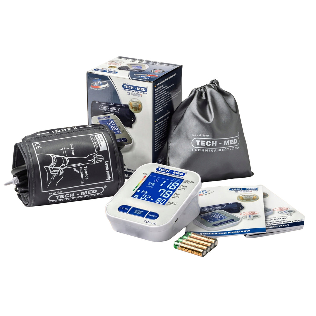 Elektronische bloeddrukmeter, verlicht scherm, manchet 22–32 cm, aritmie-indicator, TMA-10, Tech-Med