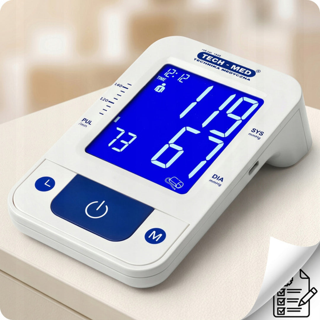 Elektronische bloeddrukmeter, spraakfunctie, manchet 22–42 cm, IHB-indicator, TMA-CONTROL3, Techmed