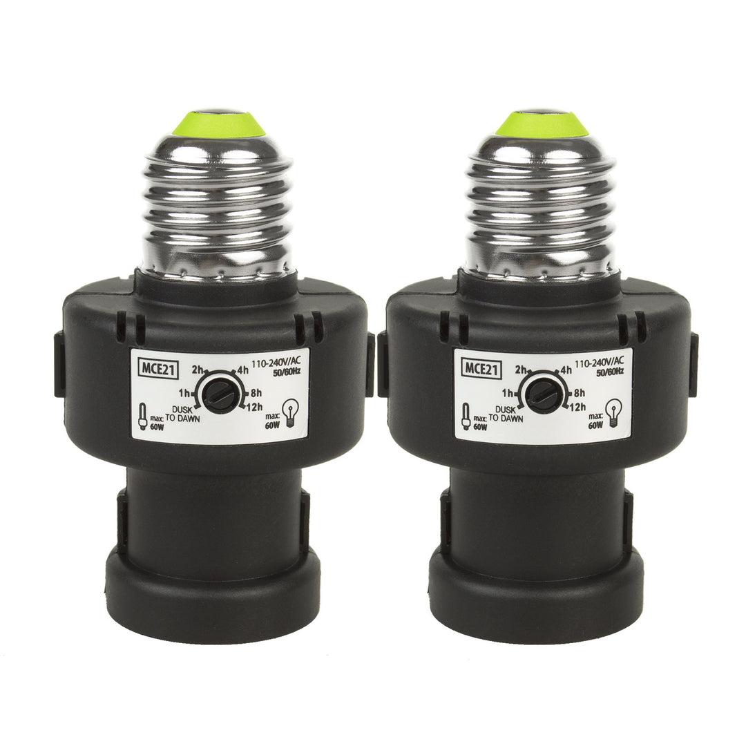 Maclean E27-lamphouder, 100 W, met schemersensor en timer, MCE21B, 2 stuks