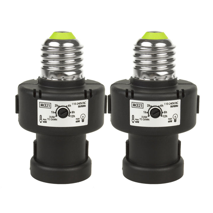 Maclean E27-lamphouder, 100 W, met schemersensor en timer, MCE21B, 2 stuks