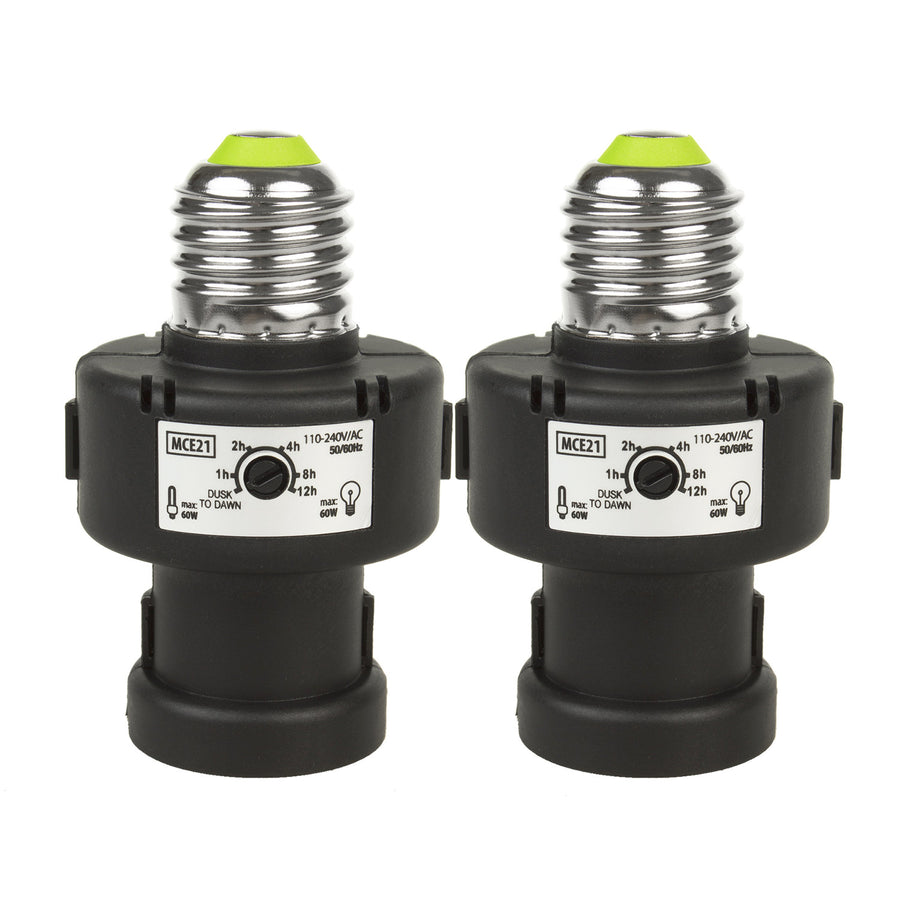 Maclean E27-lamphouder, 100 W, met schemersensor en timer, MCE21B, 2 stuks