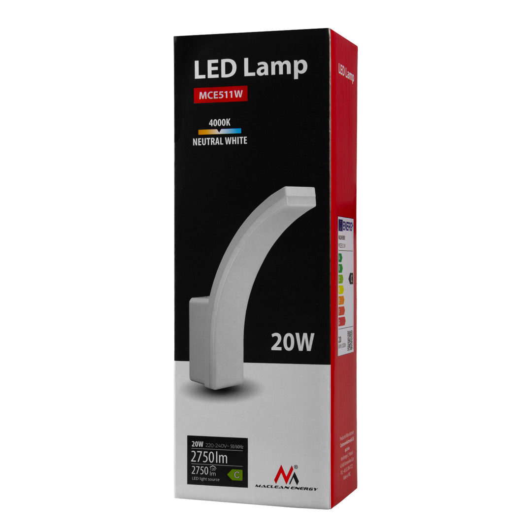 Maclean LED-lamp, wit, 20 W, IP65, 2750 lm, neutraal wit (4000 K) MCE511 W, 2 stuks