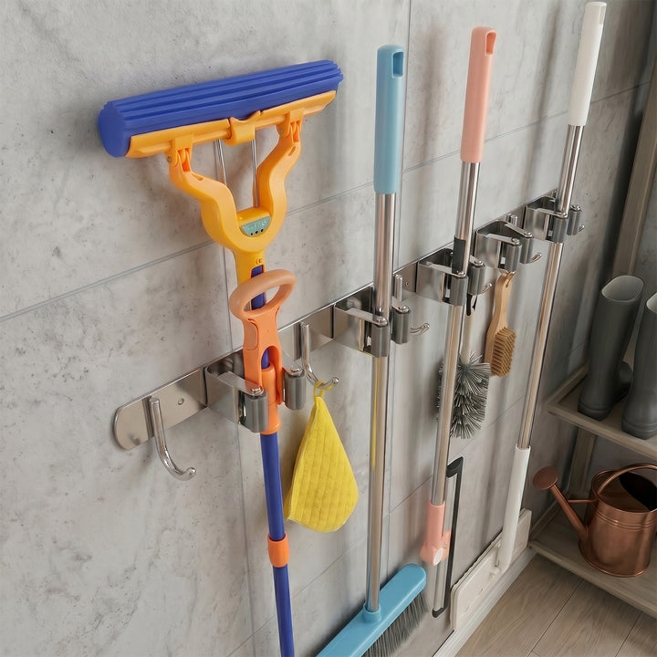 Maclean wandorganizer voor tuingereedschap en dweilen, van staal, met haken, max. draagvermogen 20 kg, breedte 60 cm, MC-185, 2 stuks