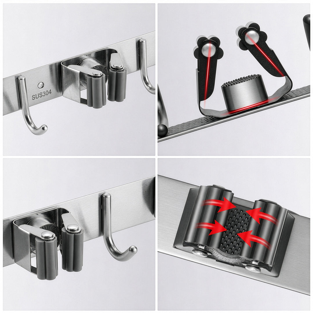 Maclean wandorganizer voor tuingereedschap en dweilen, van staal, met haken, max. draagvermogen 20 kg, breedte 60 cm, MC-185, 2 stuks