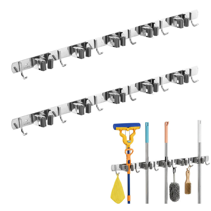 Maclean wandorganizer voor tuingereedschap en dweilen, van staal, met haken, max. draagvermogen 20 kg, breedte 60 cm, MC-185, 2 stuks