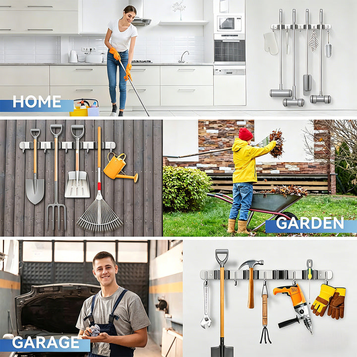 Maclean wandrek voor tuingereedschap en dweilen, van staal, met haken, max. draagvermogen 20 kg, breedte 49 cm, MC-184, 2 stuks
