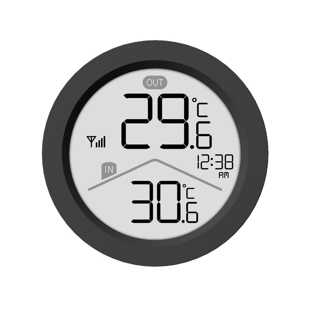 GreenBlue draadloos weerstation, binnen-/buitentemperatuur, klok, naar keuze °C / °F, bereik tot 60 m, zwart, GB162 B + 4x AAA-alkalinebatterijen van Varta Industrial