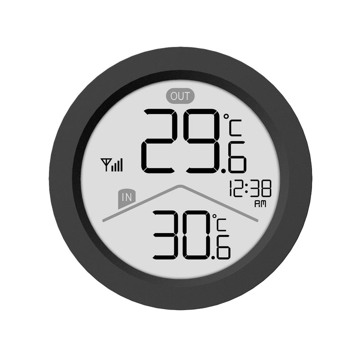 GreenBlue draadloos weerstation, binnen-/buitentemperatuur, klok, naar keuze °C / °F, bereik tot 60 m, zwart, GB162 B + 4x AAA-alkalinebatterijen van Varta Industrial