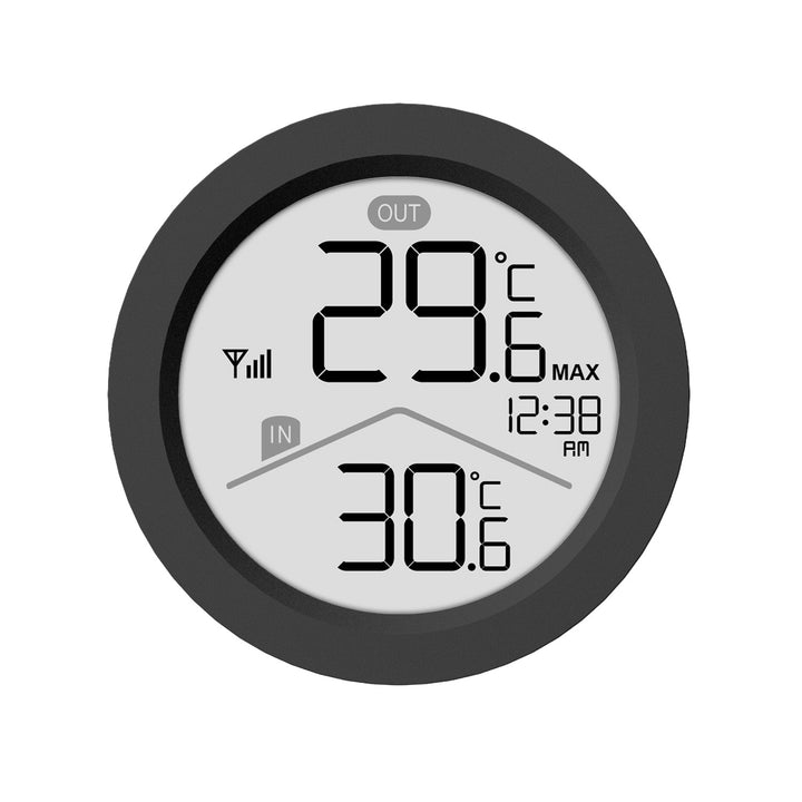 GreenBlue draadloos weerstation, binnen-/buitentemperatuur, klok, naar keuze °C / °F, bereik tot 60 m, zwart, GB162 B + 4x AAA-alkalinebatterijen van Varta Industrial