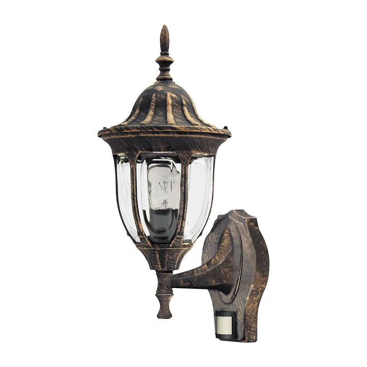 Rabalux wandlamp, voor buiten, bewegingssensor, IP43, E27, max. 60 W, antiek goud, Milano, 2 stuks