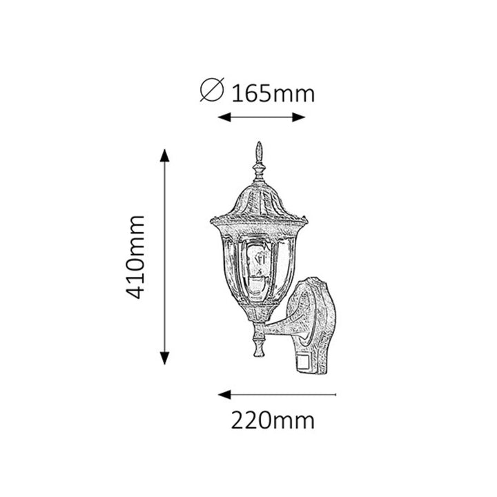 Rabalux wandlamp, voor buiten, bewegingssensor, IP43, E27, max. 60 W, antiek goud, Milano, 2 stuks