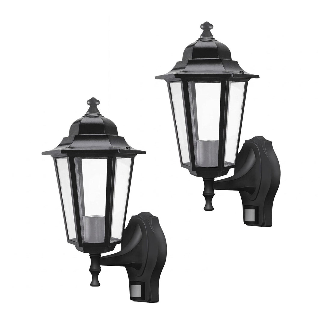 Rabalux wandlamp, voor buiten, bewegingssensor, IP43, E27, max. 60 W, zwart, Velence, 2 stuks