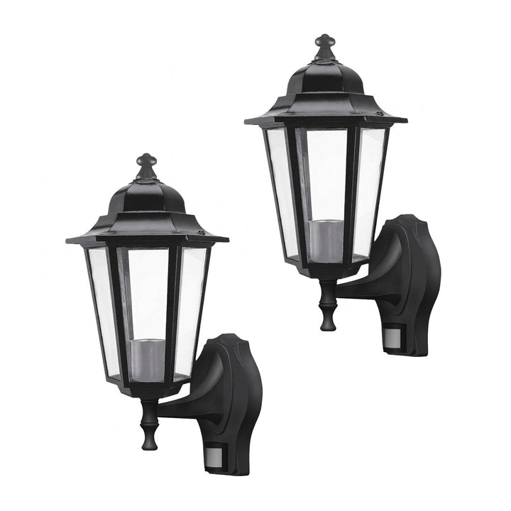 Rabalux wandlamp, voor buiten, bewegingssensor, IP43, E27, max. 60 W, zwart, Velence, 2 stuks