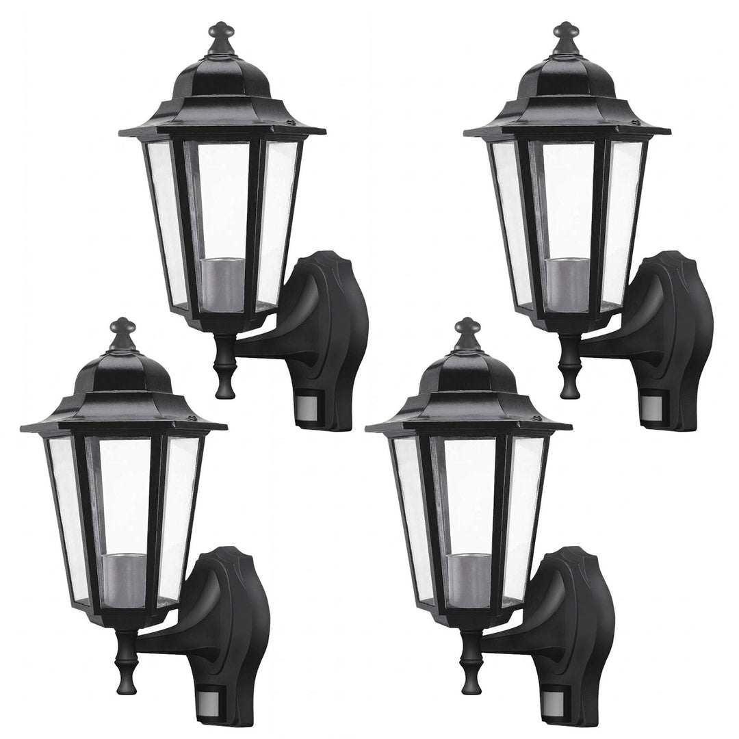 Rabalux wandlamp, voor buiten, bewegingssensor, IP43, E27, max. 60 W, zwart, Velence, 4 stuks