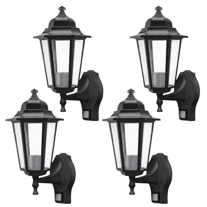 Rabalux wandlamp, voor buiten, bewegingssensor, IP43, E27, max. 60 W, zwart, Velence, 4 stuks