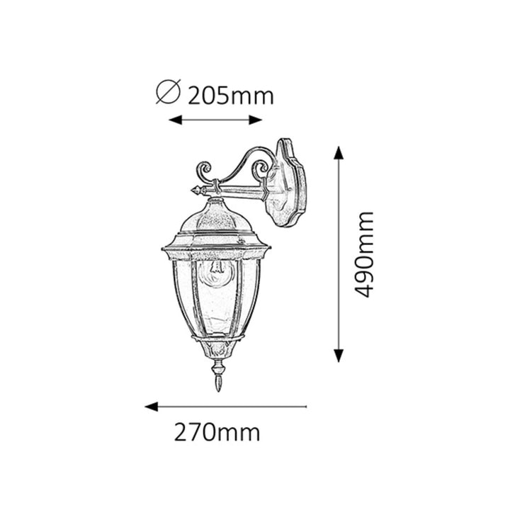 Rabalux wandlamp, voor buiten, IP44, E27, max. 60 W, antiek goud, Toronto, 2 stuks