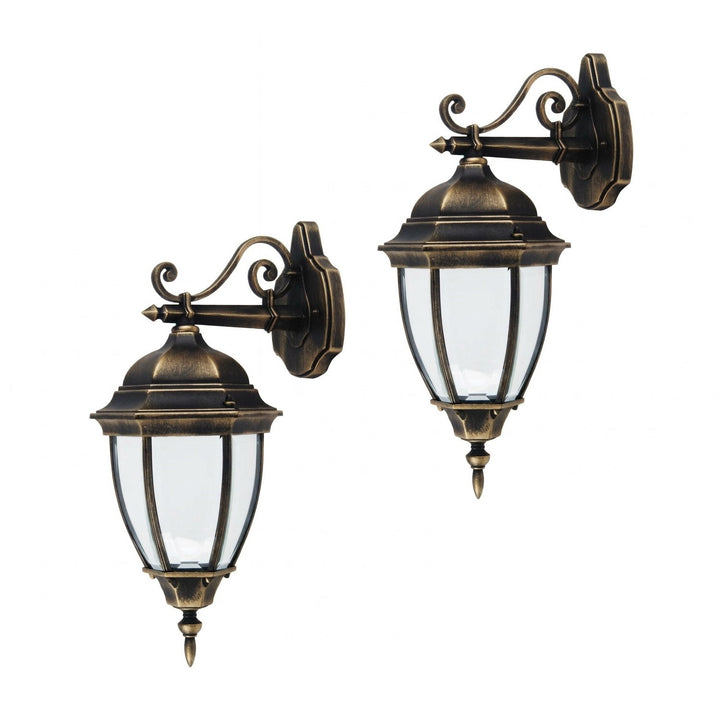 Rabalux wandlamp, voor buiten, IP44, E27, max. 60 W, antiek goud, Toronto, 2 stuks