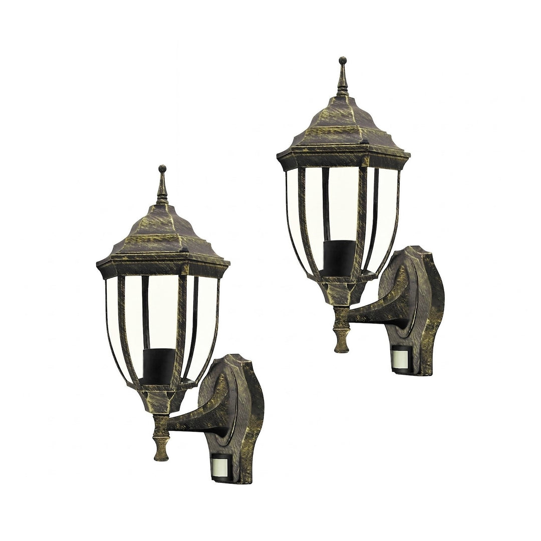 Rabalux wandlamp, voor buiten, bewegingssensor, IP43, E27, max. 60 W, antiek goud, Nizza, 2 stuks