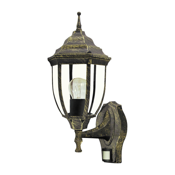 Rabalux wandlamp, voor buiten, bewegingssensor, IP43, E27, max. 60 W, antiek goud, Nizza, 4 stuks