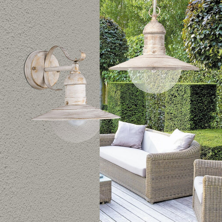 Rabalux wandlamp, voor buiten, IP44, E27, max. 60 W, antiek wit, Oslo, 2 stuks