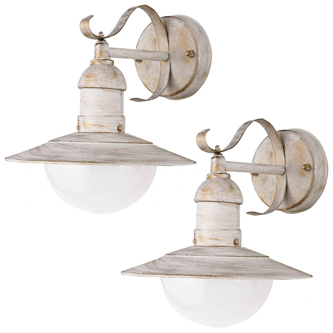 Rabalux wandlamp, voor buiten, IP44, E27, max. 60 W, antiek wit, Oslo, 2 stuks